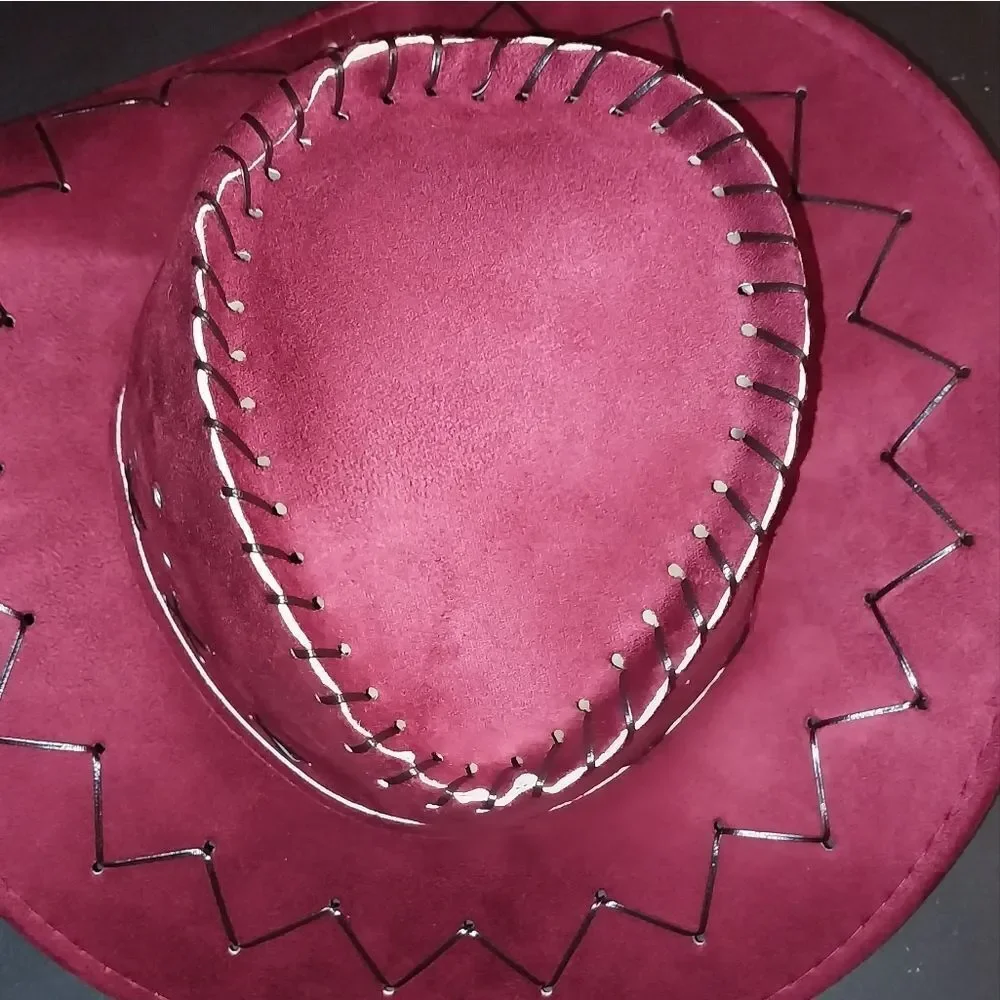 Ladies Elegant Burgundy Suede Cowboy Hat